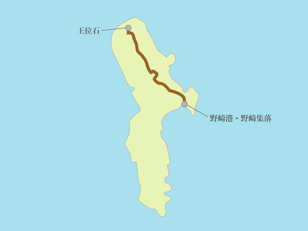 野崎島 王位石の地図