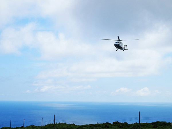 Ai-land Shuttle preparing for landing on Aogashima