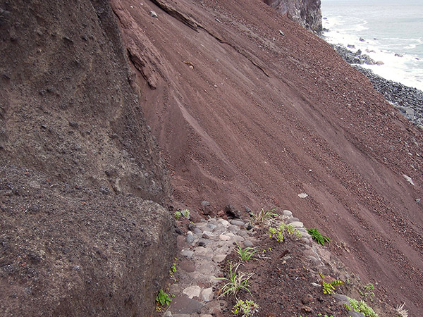 A road buried by a landslide