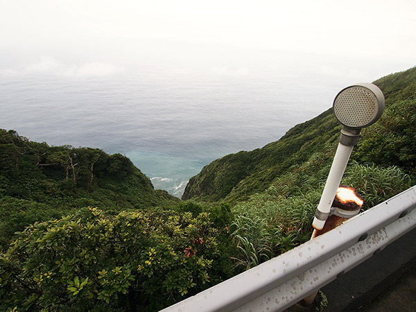 Looking down on the sea from the road