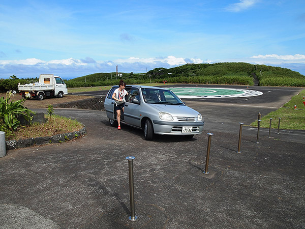 The car arrived at the heliport.