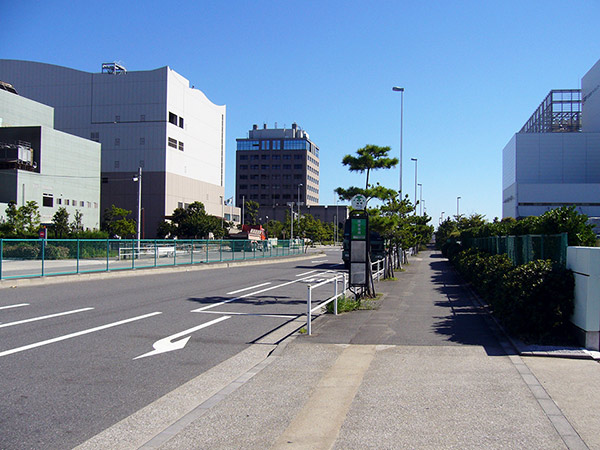 中央防波堤バス停の遠景