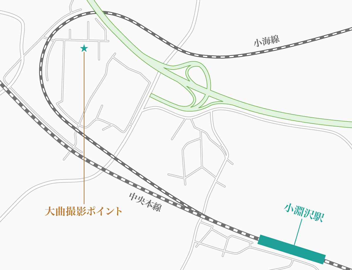 小淵沢 大曲 撮影ポイントの地図