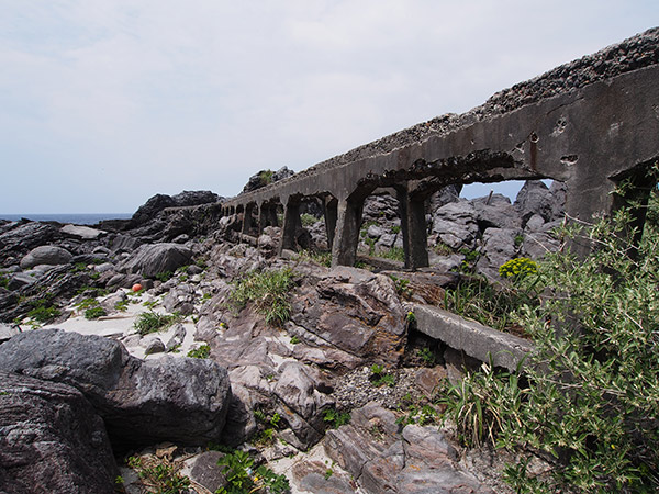 神津島 鉄道 廃線跡の全景