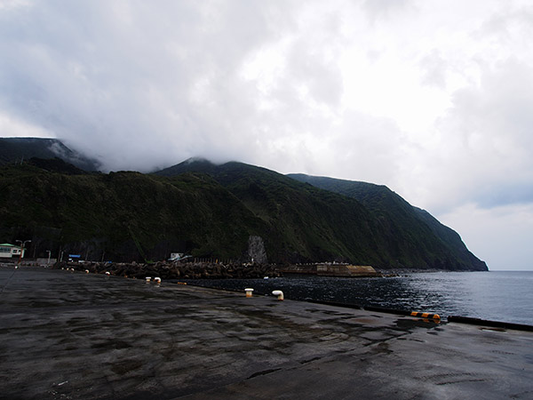 岸壁から見た御蔵島