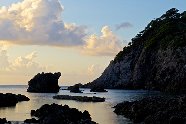 大浦海岸の夕日