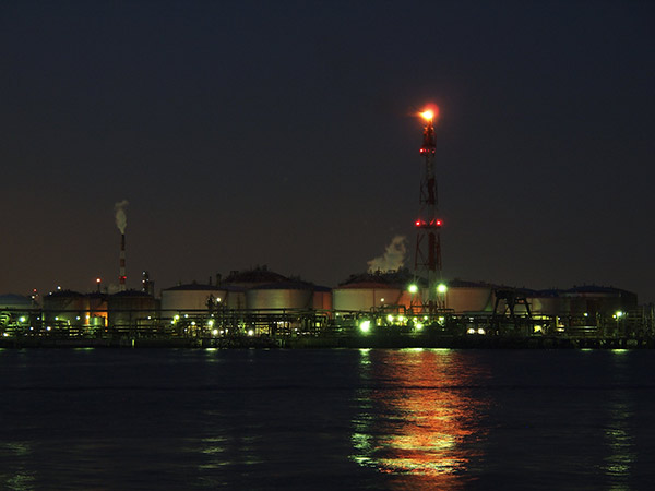 浮島 工場夜景 炎